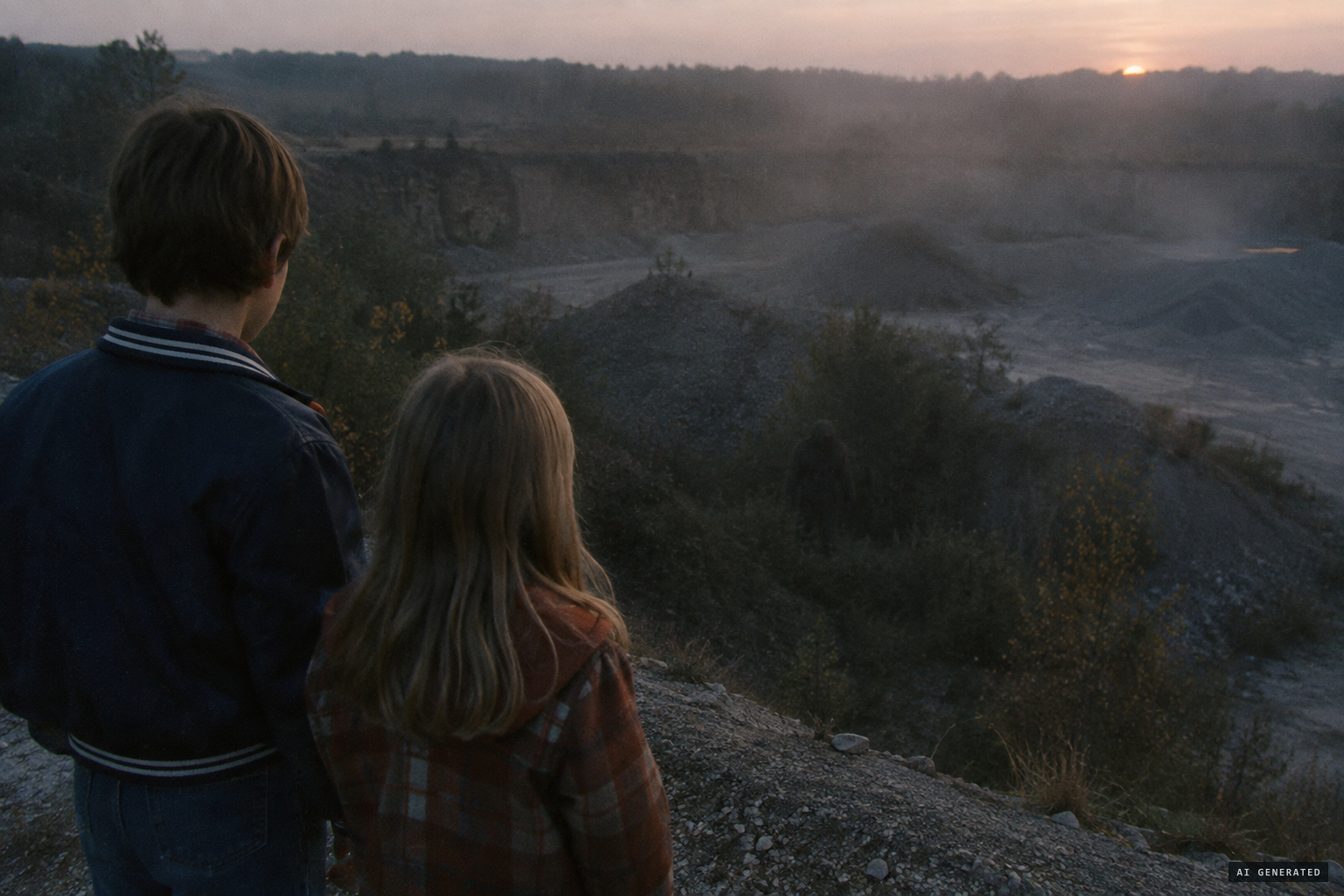 The grandchildren see something hairy in the gravel pit