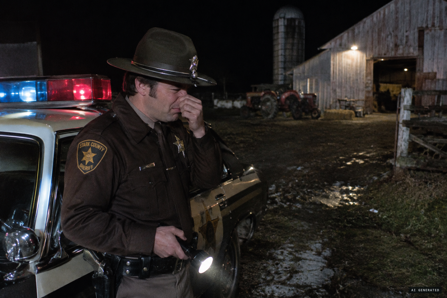 Deputy James Shannon arrives and notices an ammonia-sulphur stench