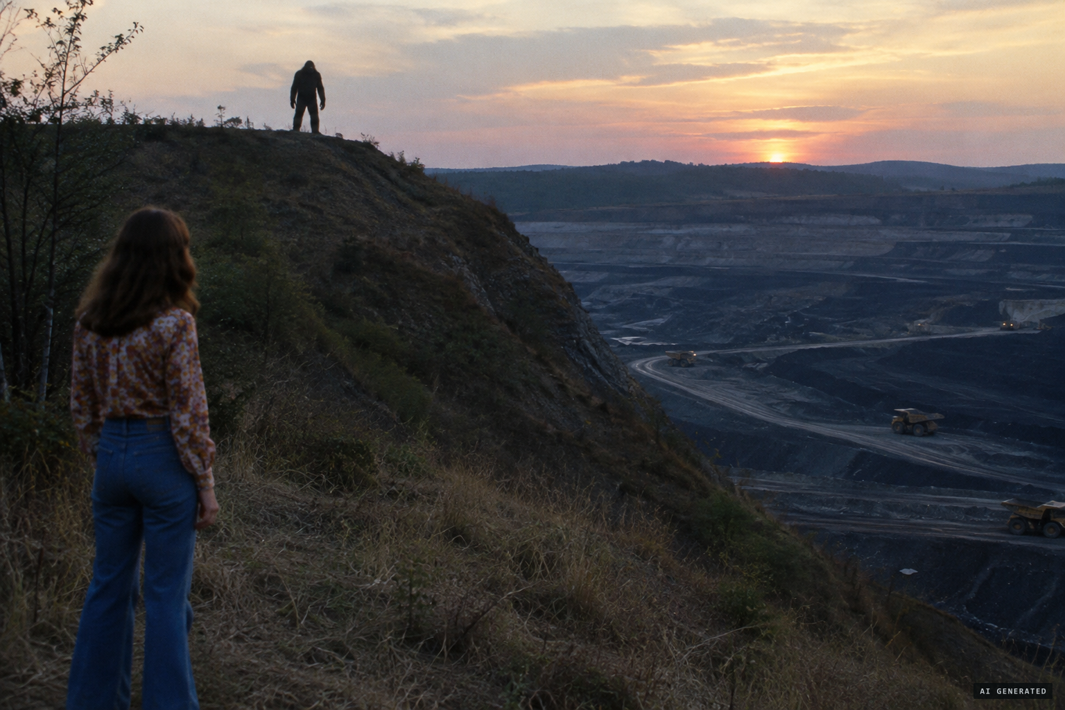 Mary Ackerman sees the creature atop a hill beside the strip mine