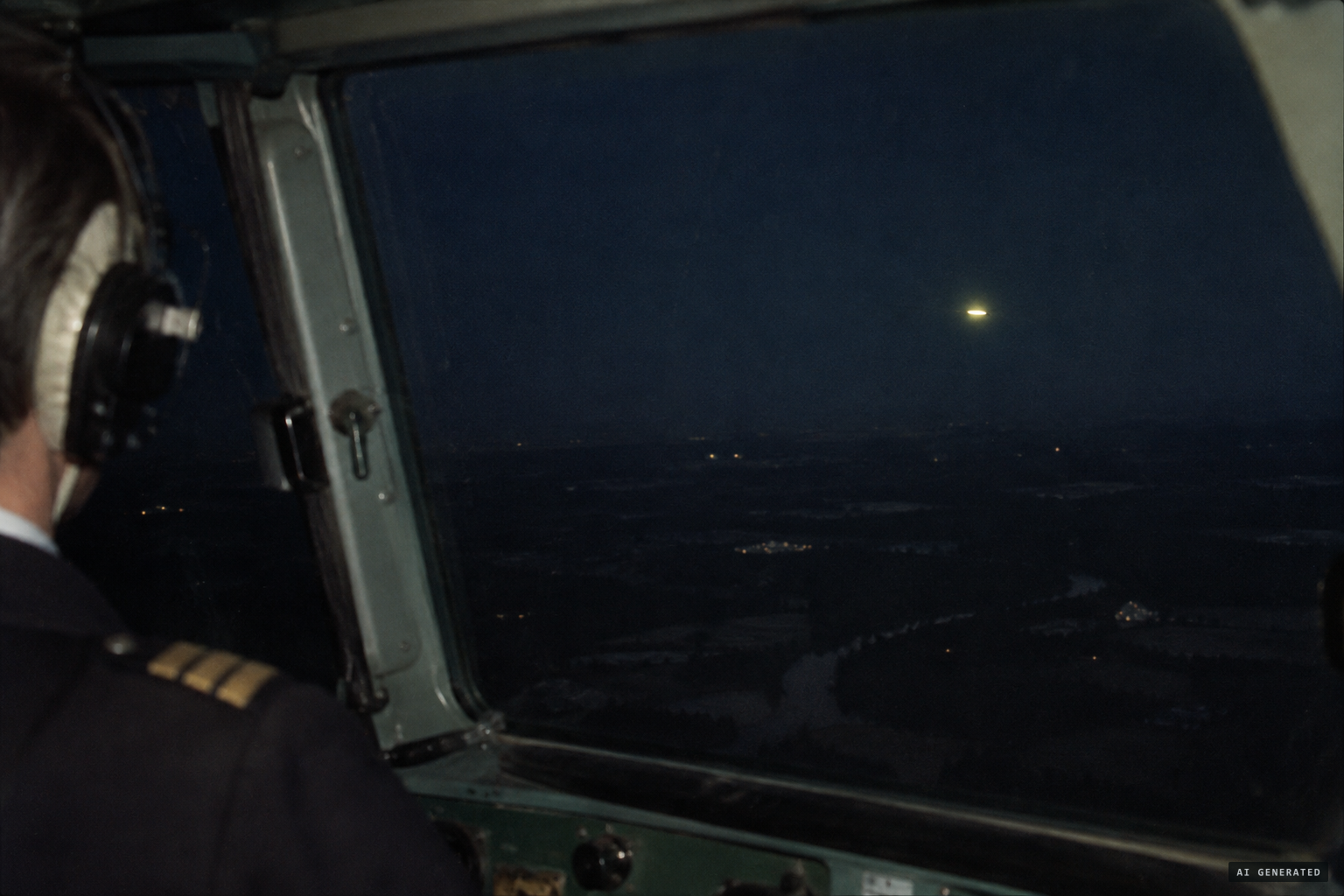 A bright yellow elliptical 'star' appears off the aircraft