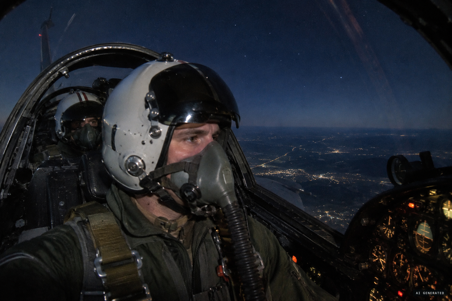 Pilot and navigator cruise on autopilot toward Luxeuil, over Chaumont at 20:34