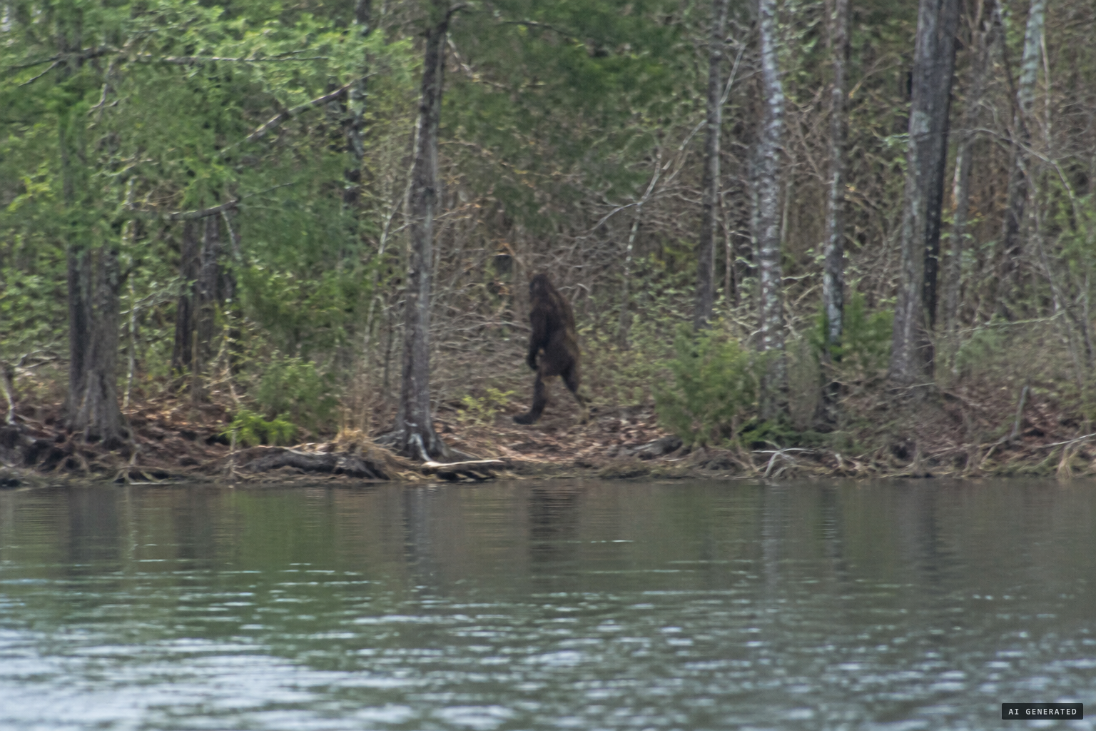 The figure 'in the woods on the waters edge' shown in the anonymous photos