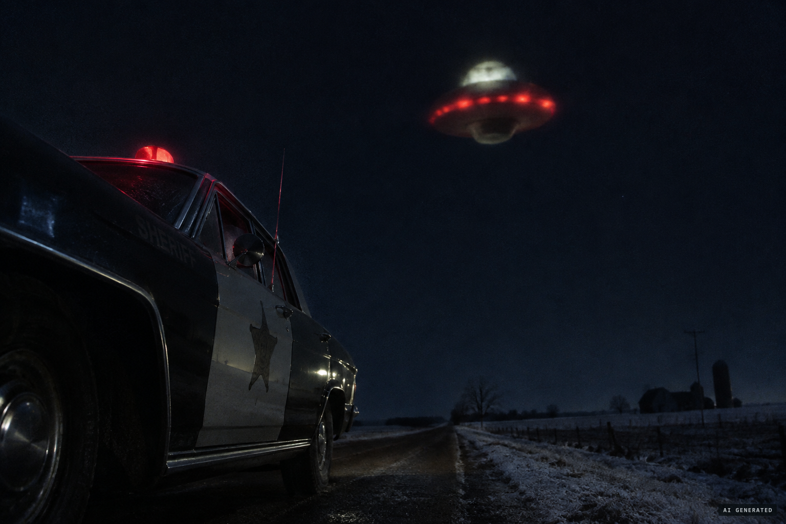 Deputy Frank Courson sees a domed craft pass low overhead
