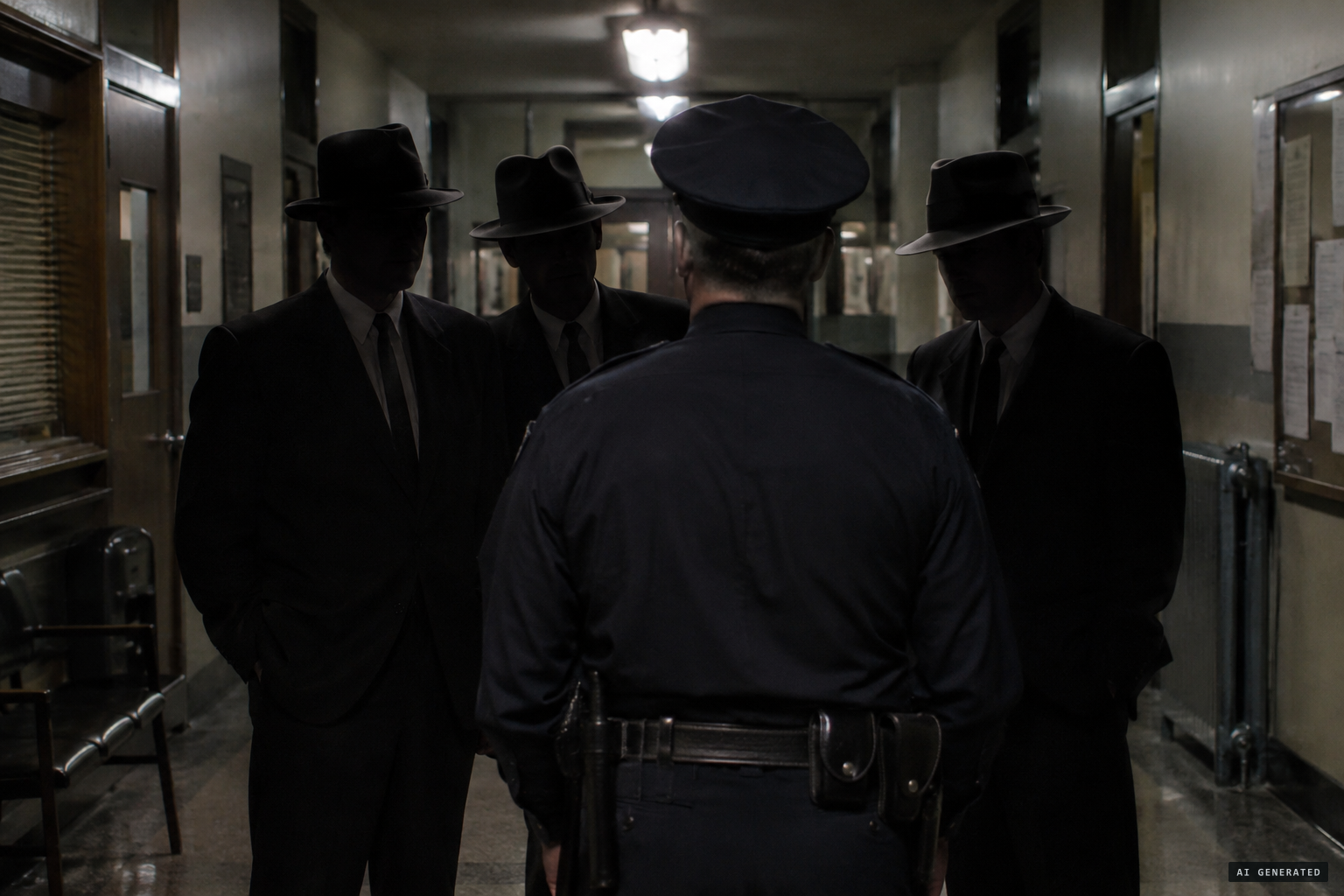 A mysterious trio in black confront Fisher at the station