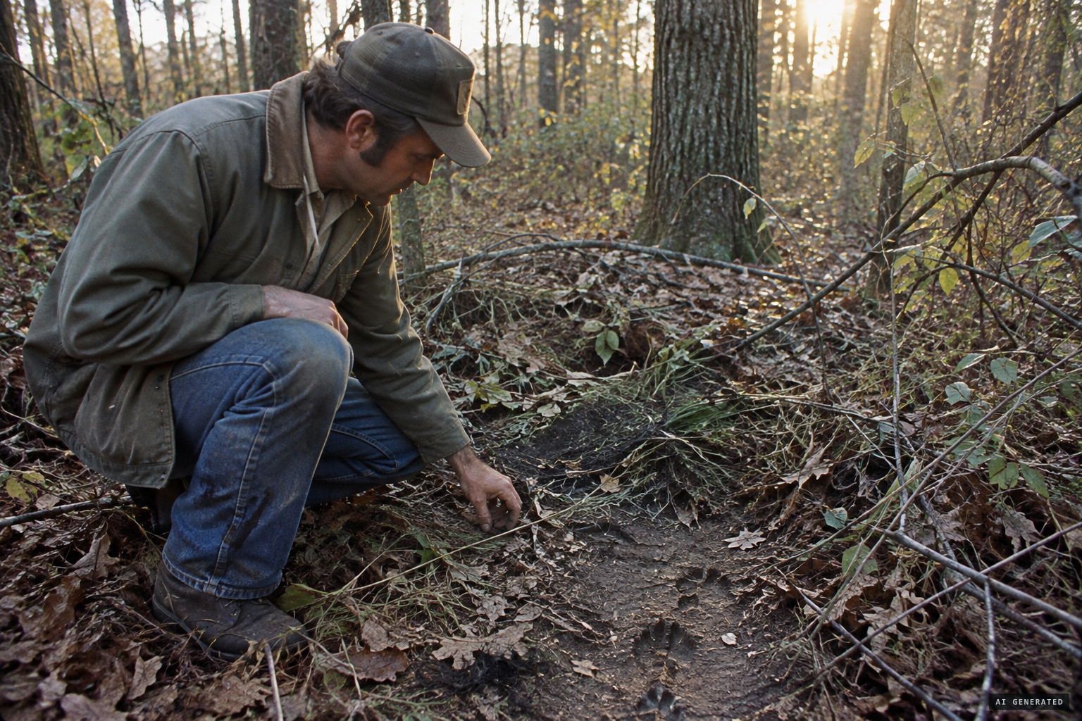 Edgar Harrison finds flattened brush, faint footprints and black hairs