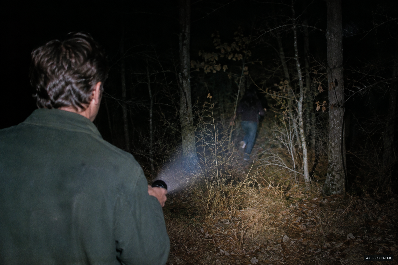 Ellis Minor's flashlight catches a figure with hair 'as black as coal'