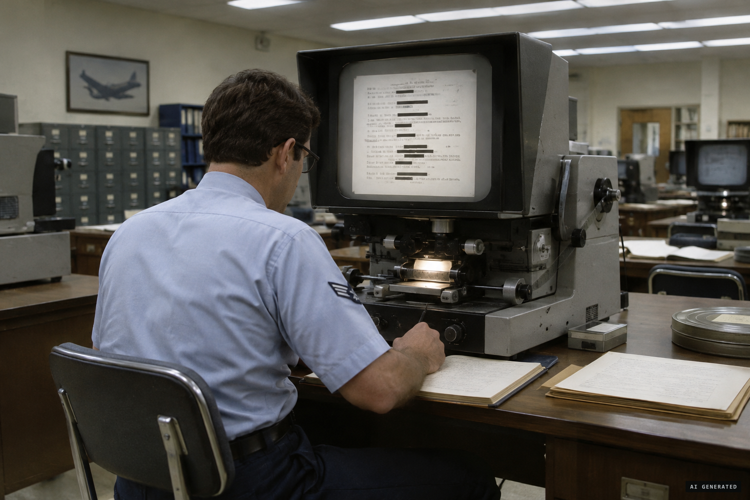 Names redacted on the microfilm, recovered from the files at Maxwell AFB