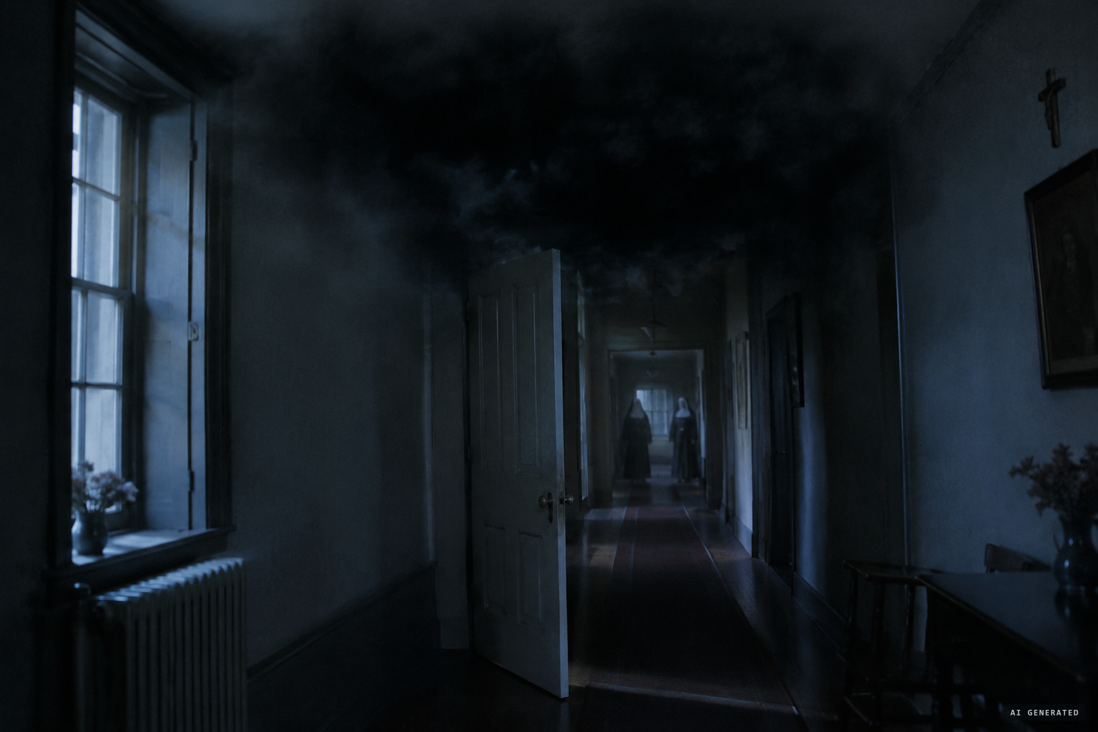 Nuns, doors opening by themselves and black clouds indoors