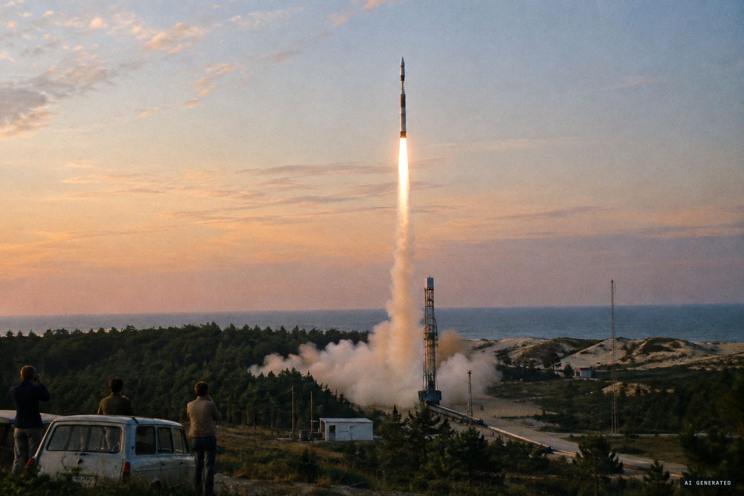 The Tibère rocket launch from Biscarrosse during operation Electre