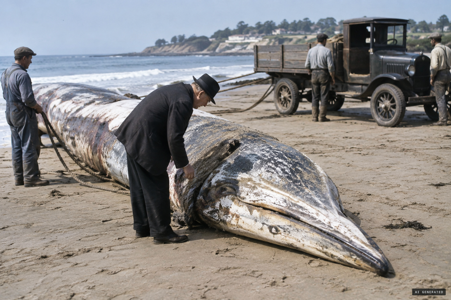 Barton Warren Evermann examines the carcass and orders it sent to the Academy
