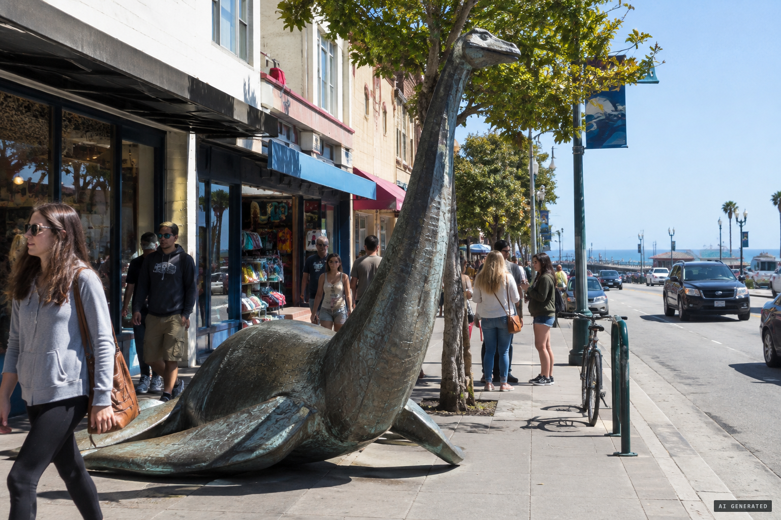 The 'Monster of Monterey' sculpture installed in downtown Santa Cruz in June 2016