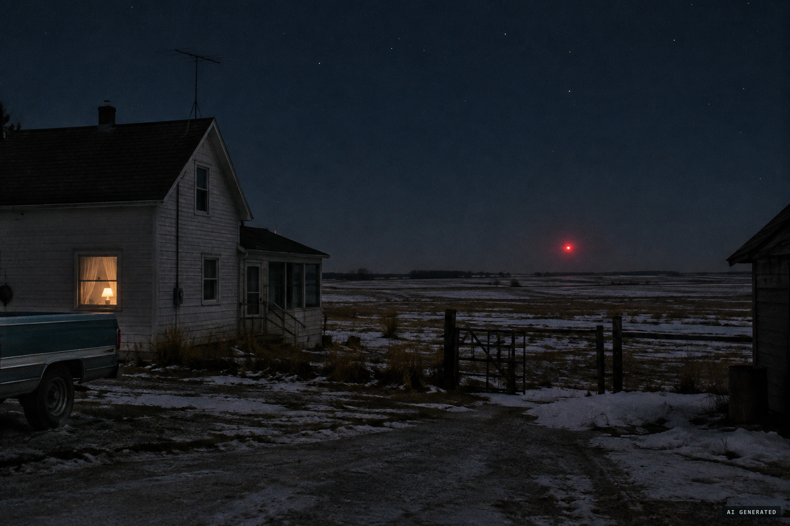 Spring 1975: a red light over the Manitoba prairie opens the saga of "Charlie Redstar"