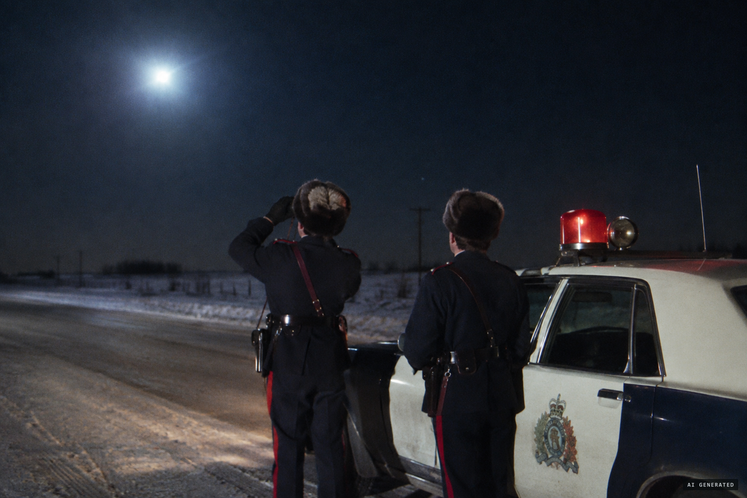 Constable Moynihan and Corporal Ferguson watch the light through field glasses