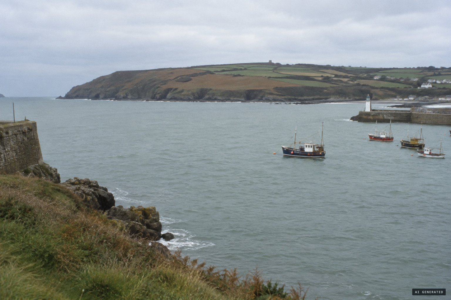 Falmouth Bay on the Cornish coast, between Pendennis Point and Rosemullion Head