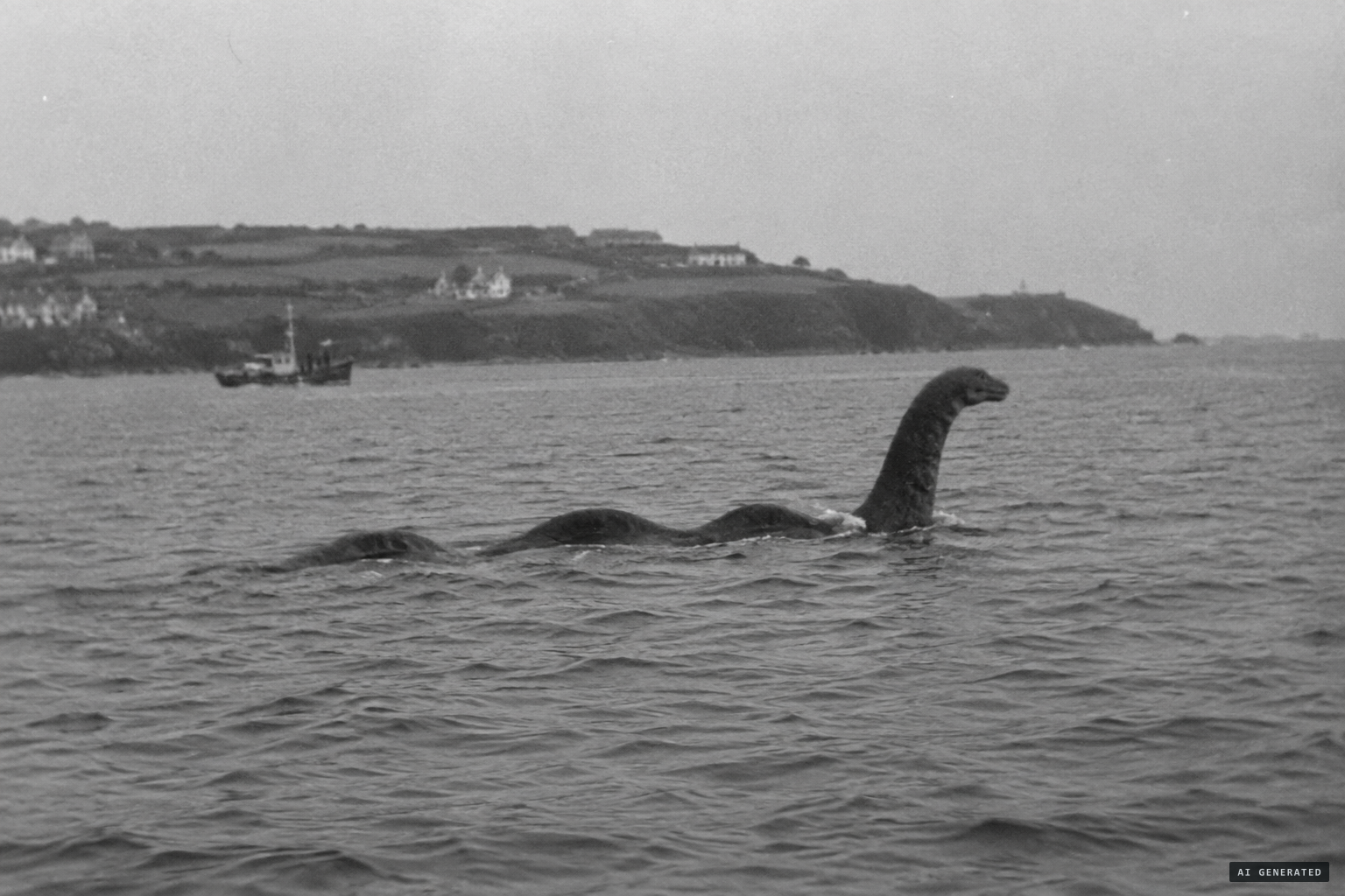 A dark, long-necked, humped shape, up for only a few seconds