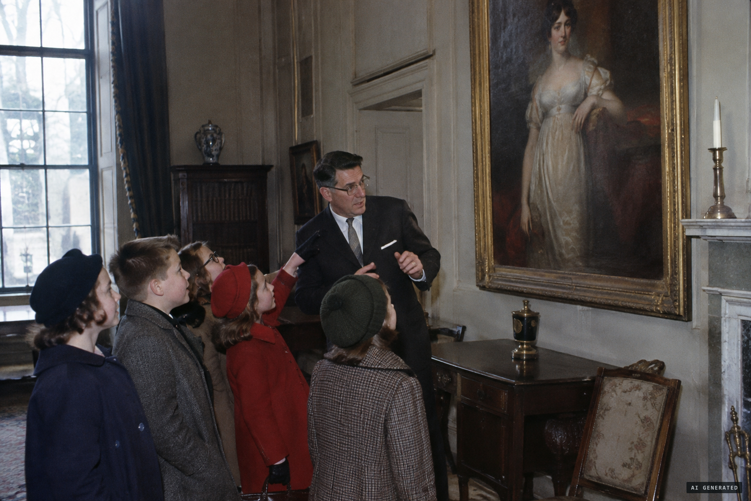 The children point to Eliza Jumel's portrait: that was the woman
