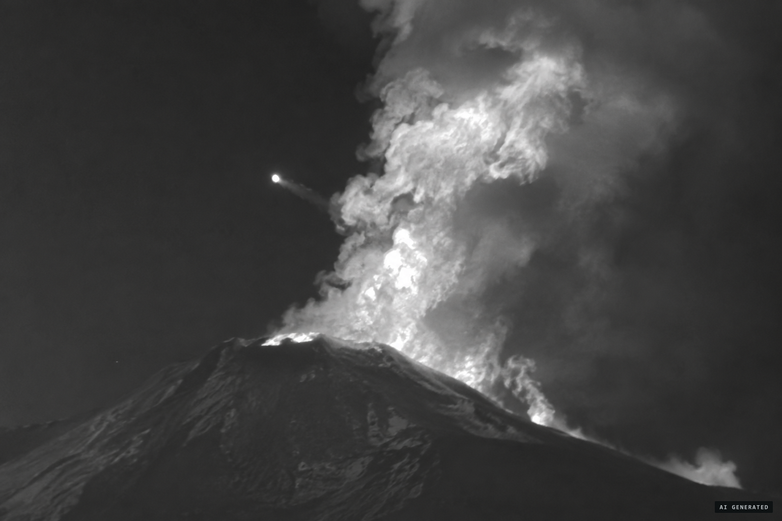The object appears to fly straight into the superheated plume