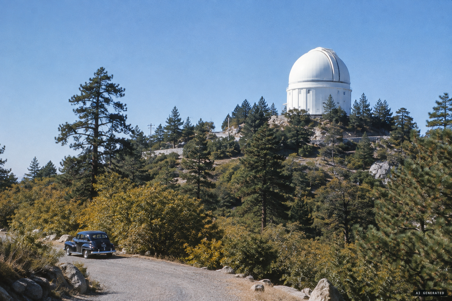 Palomar Observatory, newly opened on Palomar Mountain in 1949