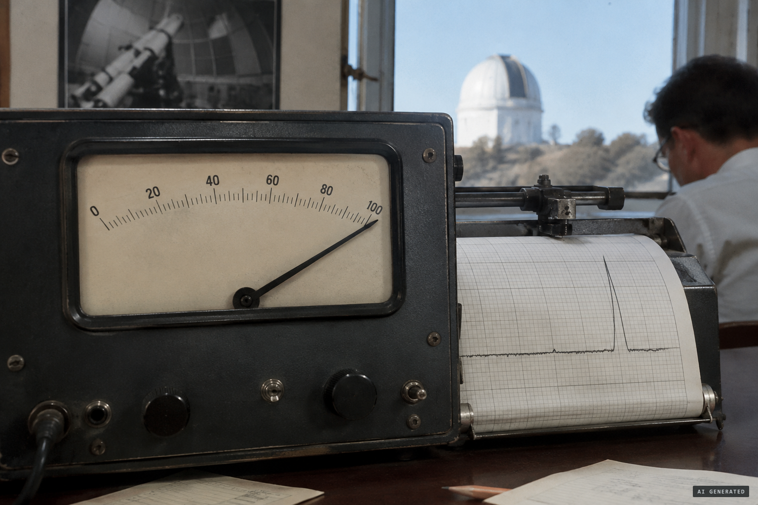 The Navy counter's needle jumps off the scale at the time of the sighting