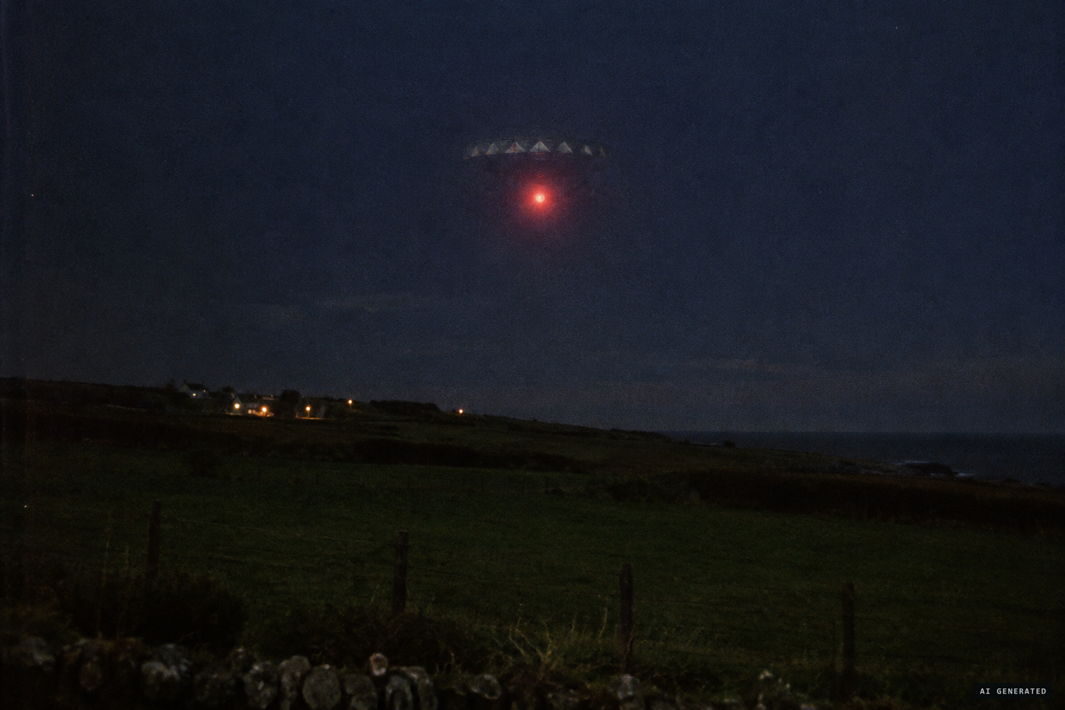 1988: a flat-topped, drum-shaped object with diamond facets behind a red light