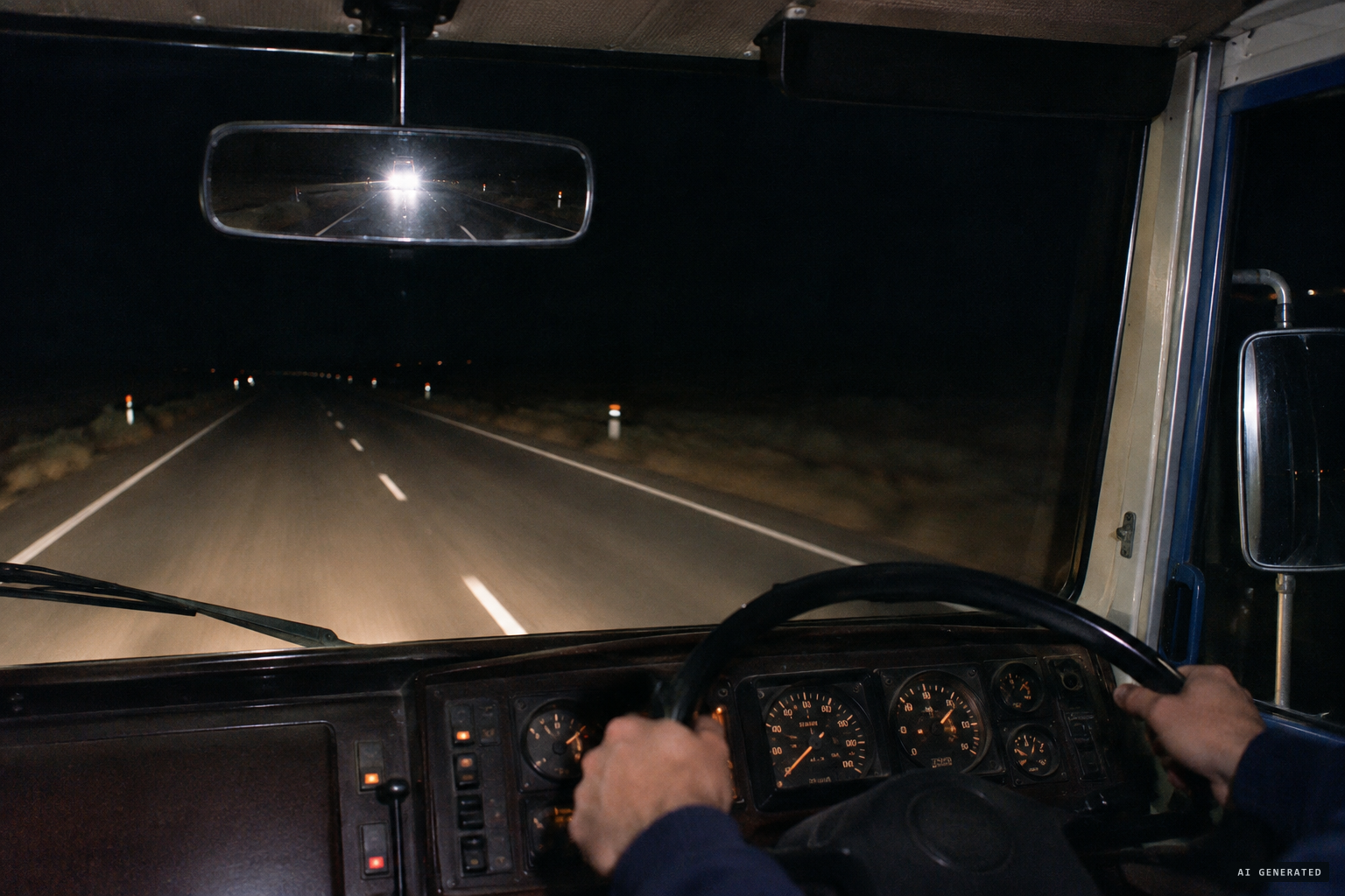 In the rear-view mirror, the light follows the coach for miles