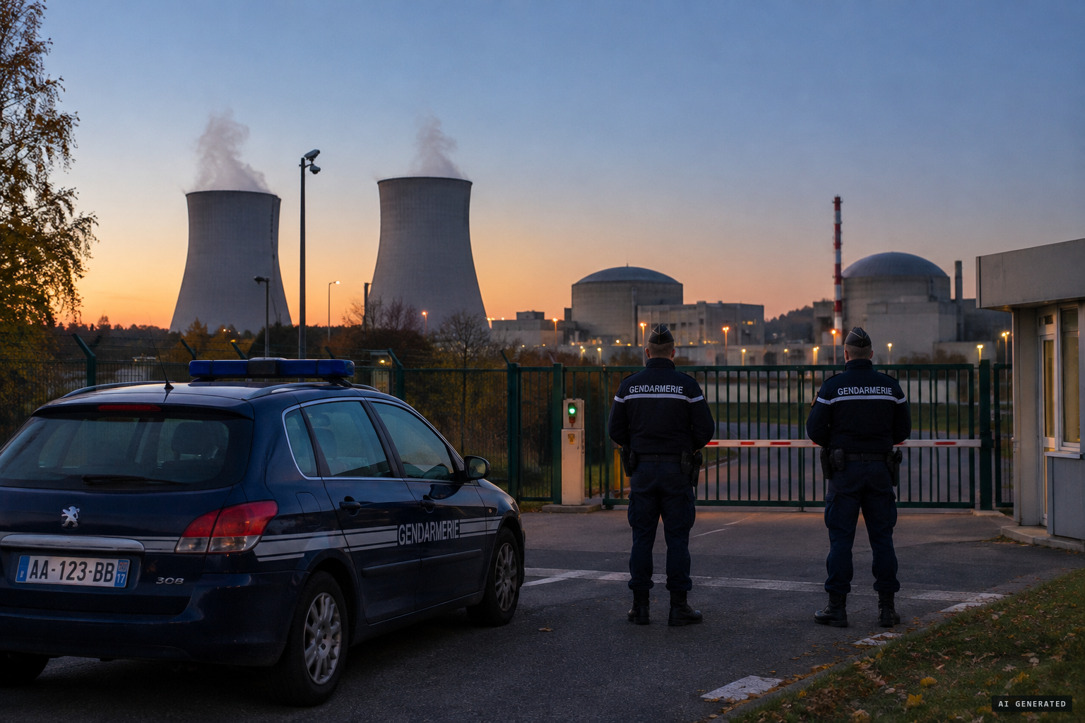 A French nuclear plant under gendarme guard, its airspace off limits