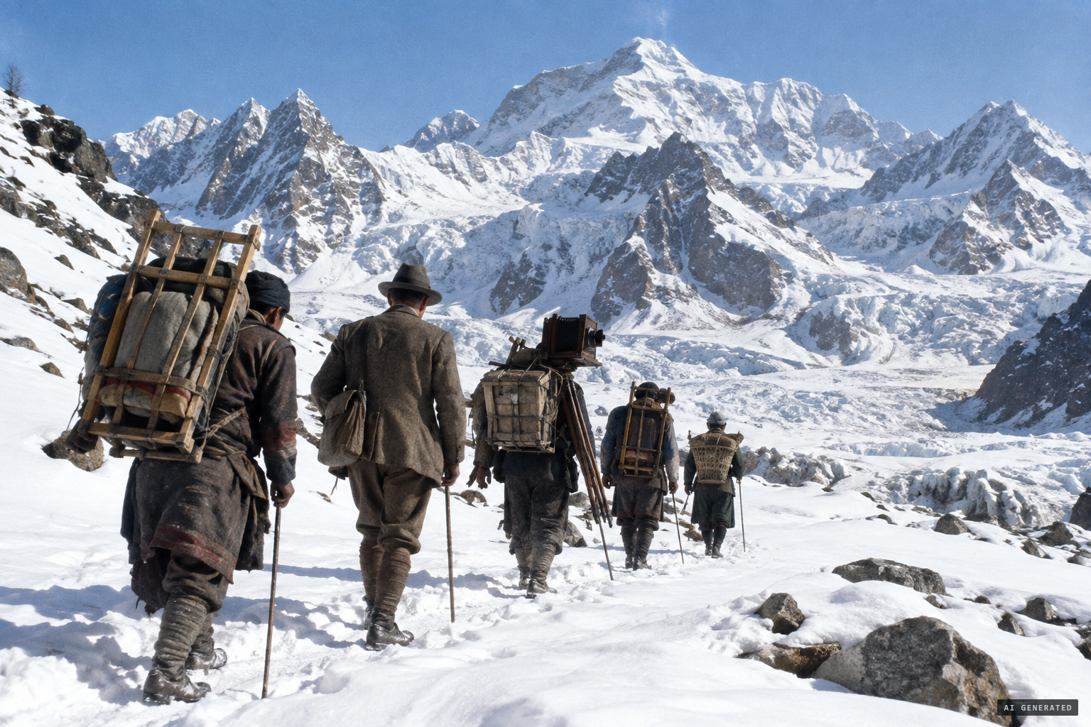 Tombazi's small photographic and climbing expedition on the southern glaciers of Kangchenjunga, 1925