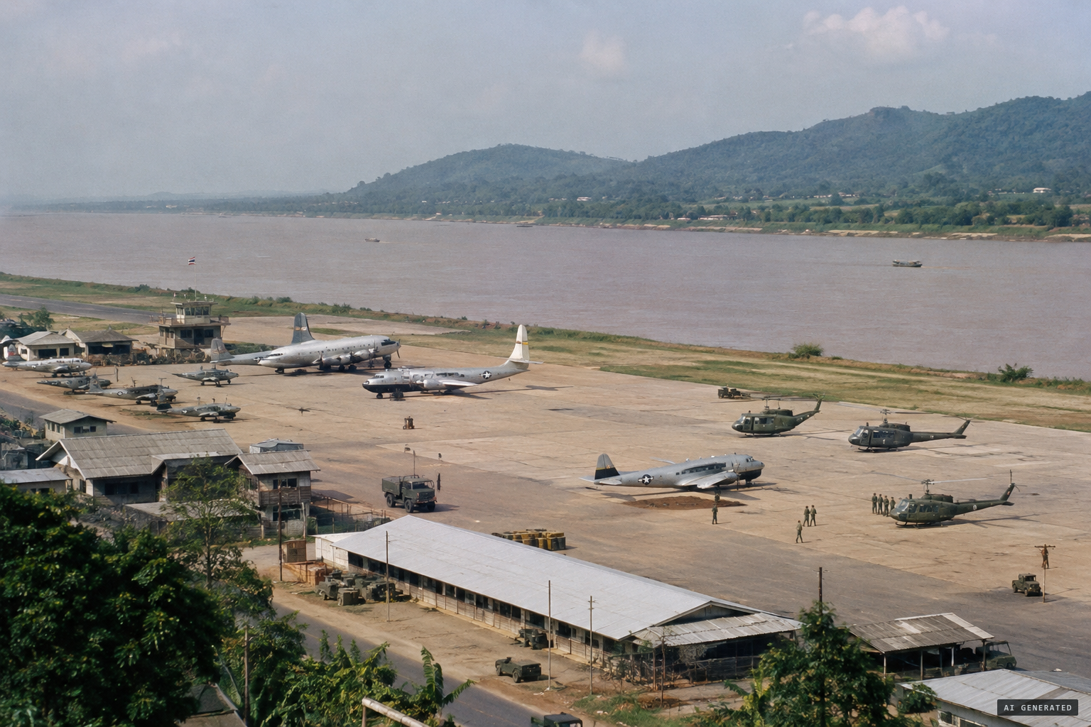 NKP, the US-run base on the Mekong across from Laos