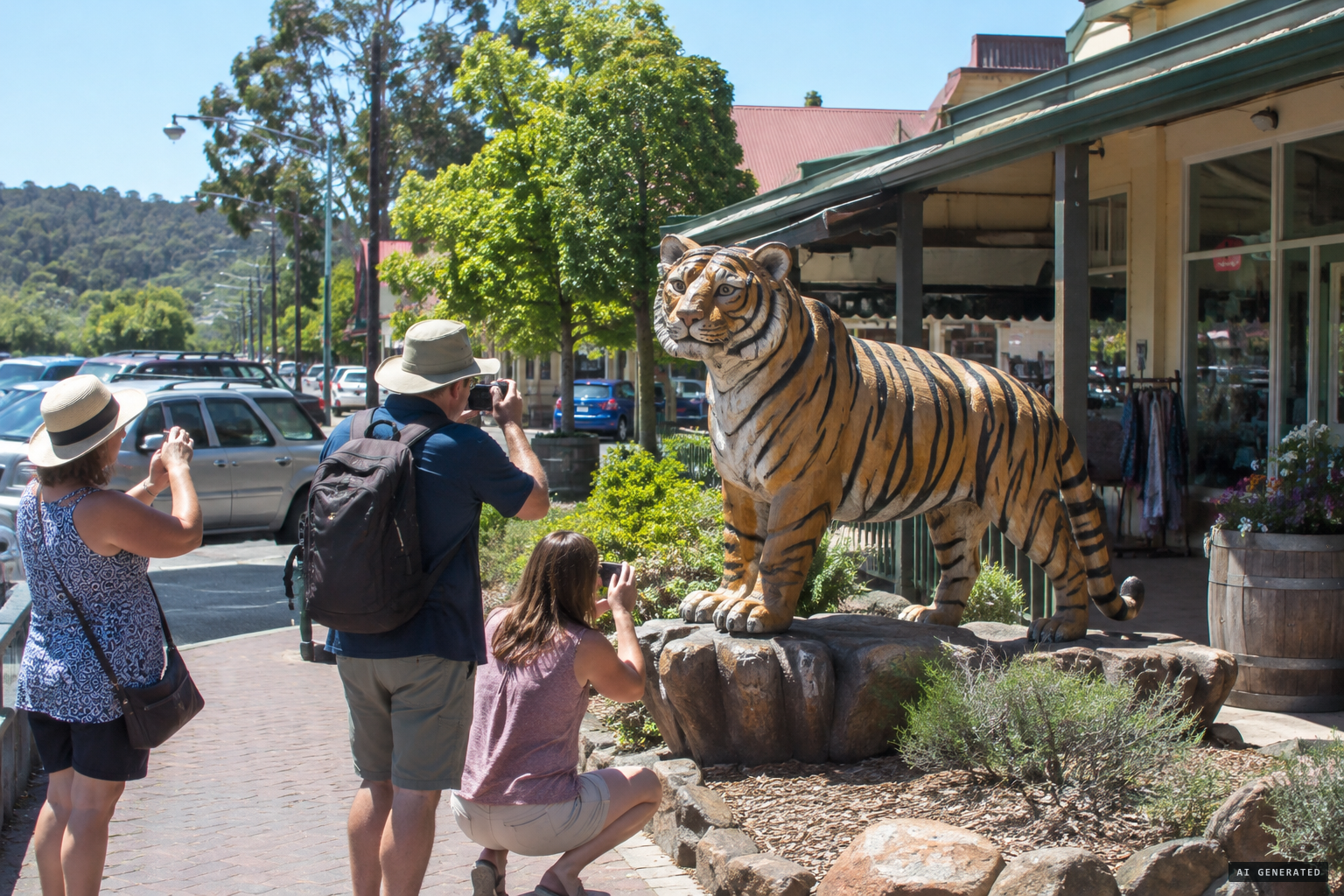 The Nannup tiger sculpture on Brockman Street