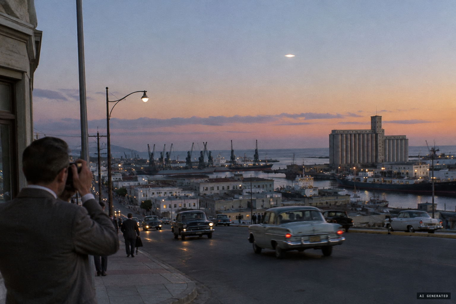 Bahía Blanca in May 1962, as a luminous oval was photographed over the city