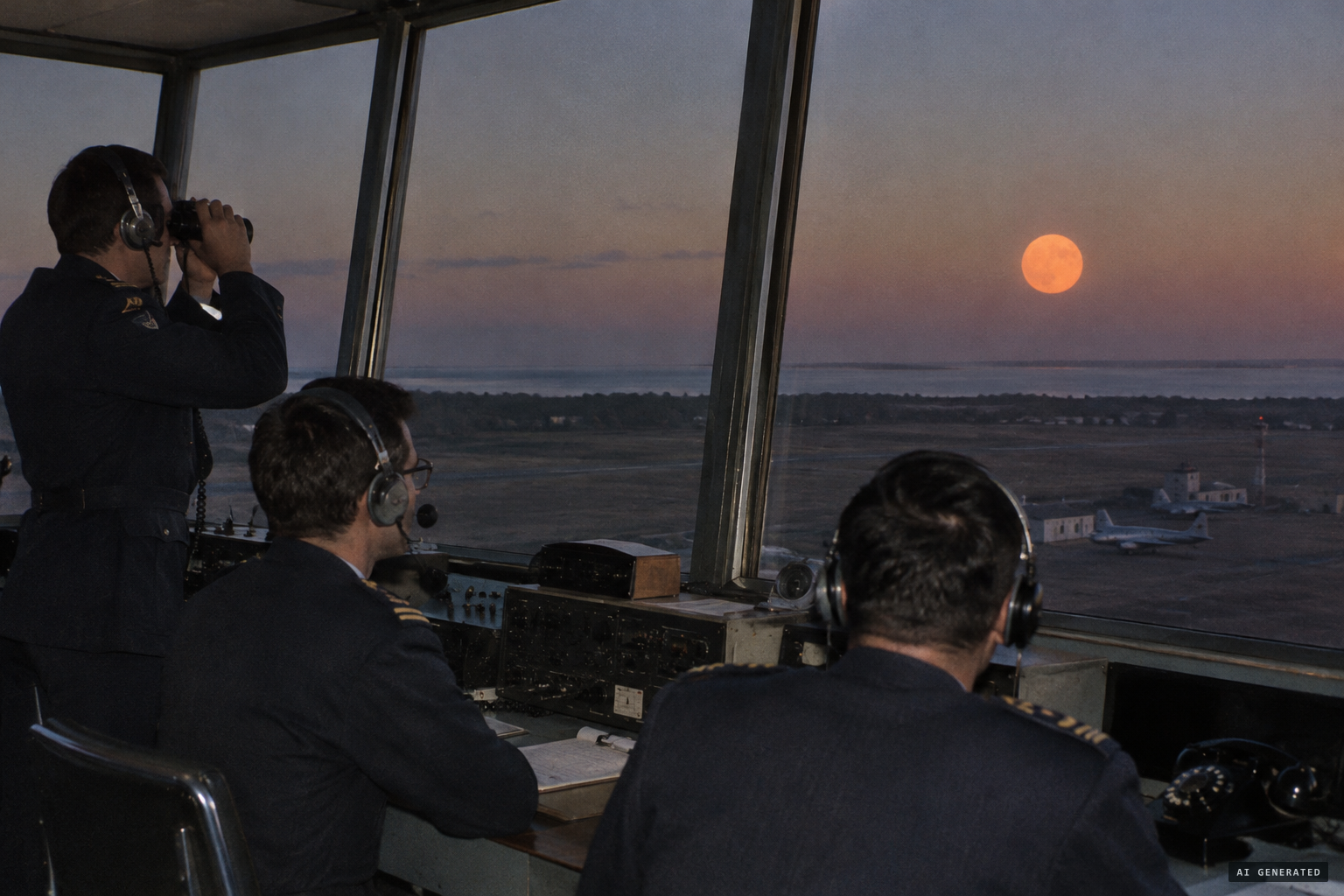 An orange disc the size of the full Moon hangs over Bahía Blanca