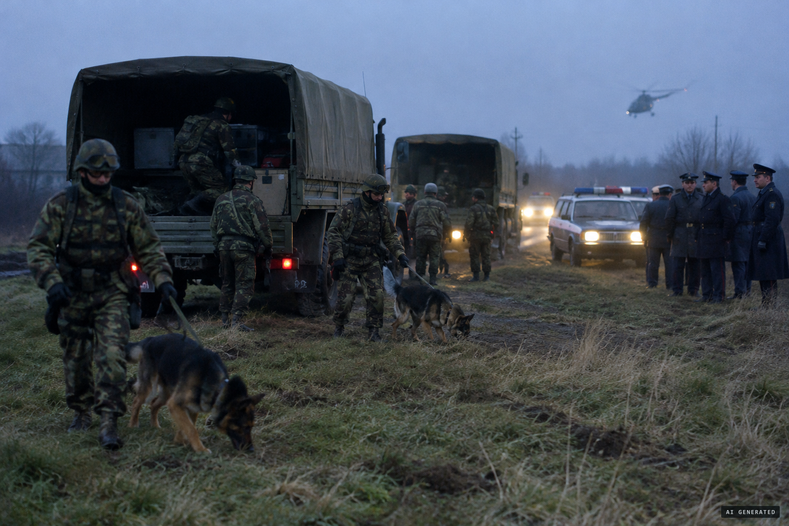 ARAS soldiers, sniffer dogs and police reinforcements arrive at the field