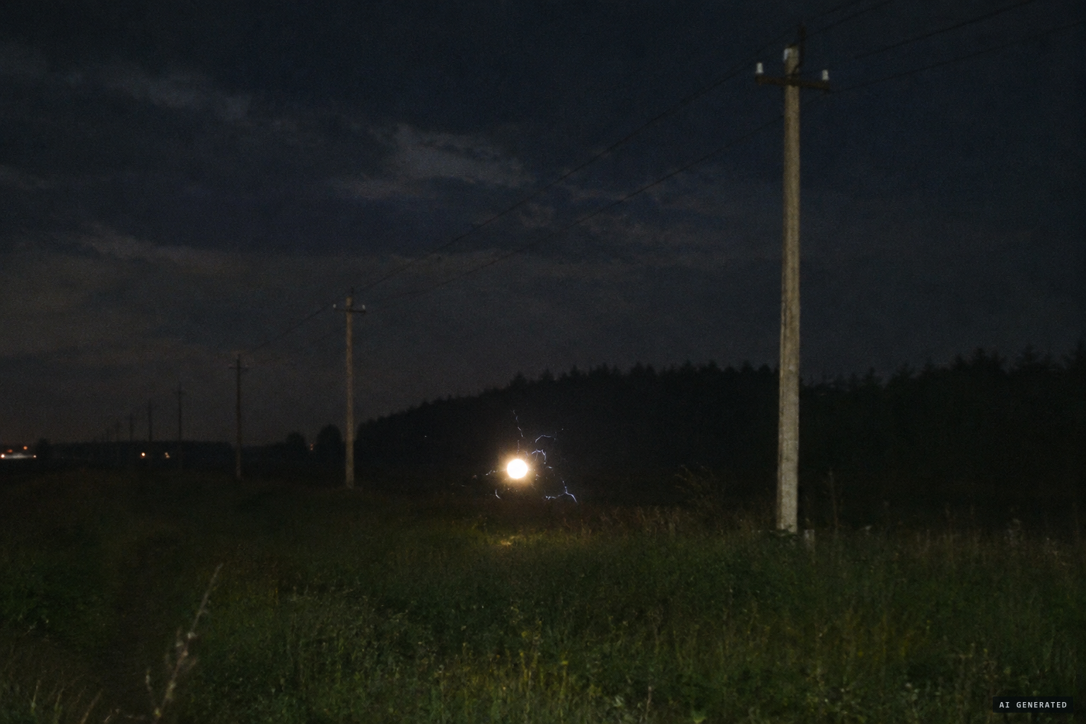 Ball lightning or electrical discharge near power lines as possible explanations