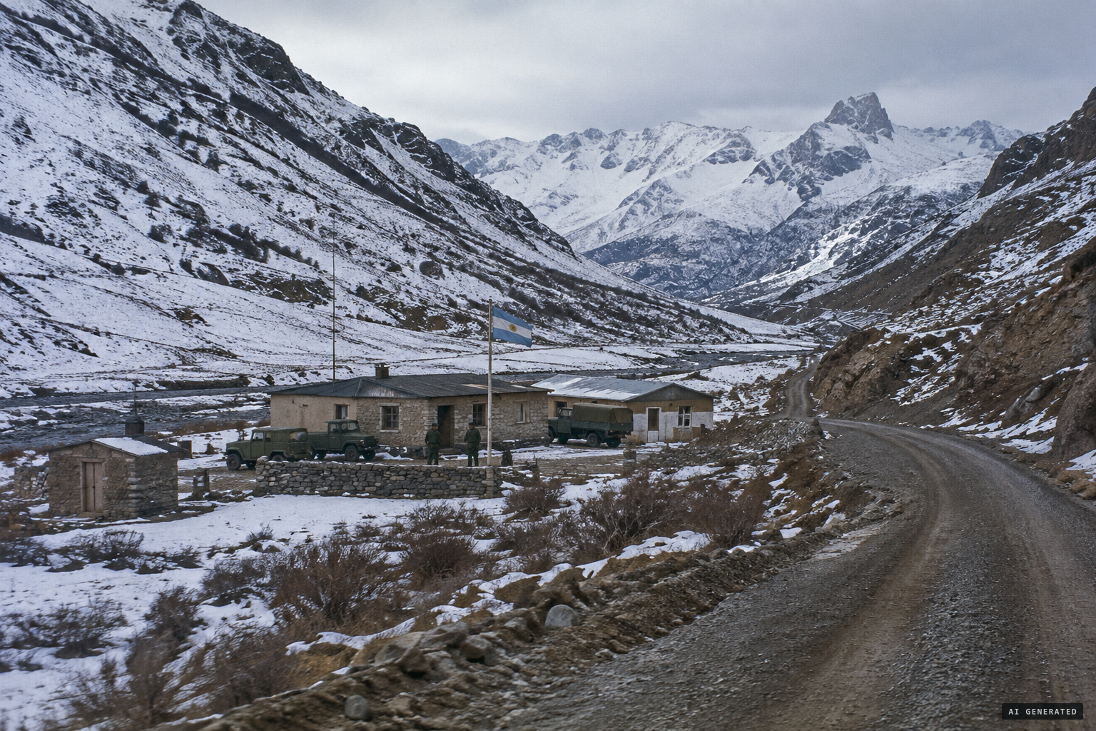 Winter in the far north of Neuquén, where the Gendarmería guarded the border.