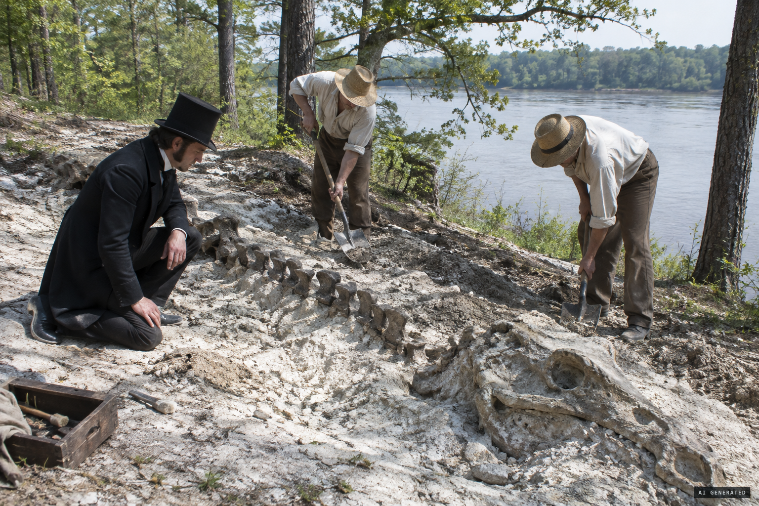 Koch's best find: an articulated partial skeleton near the Tombigbee River, March 1845.