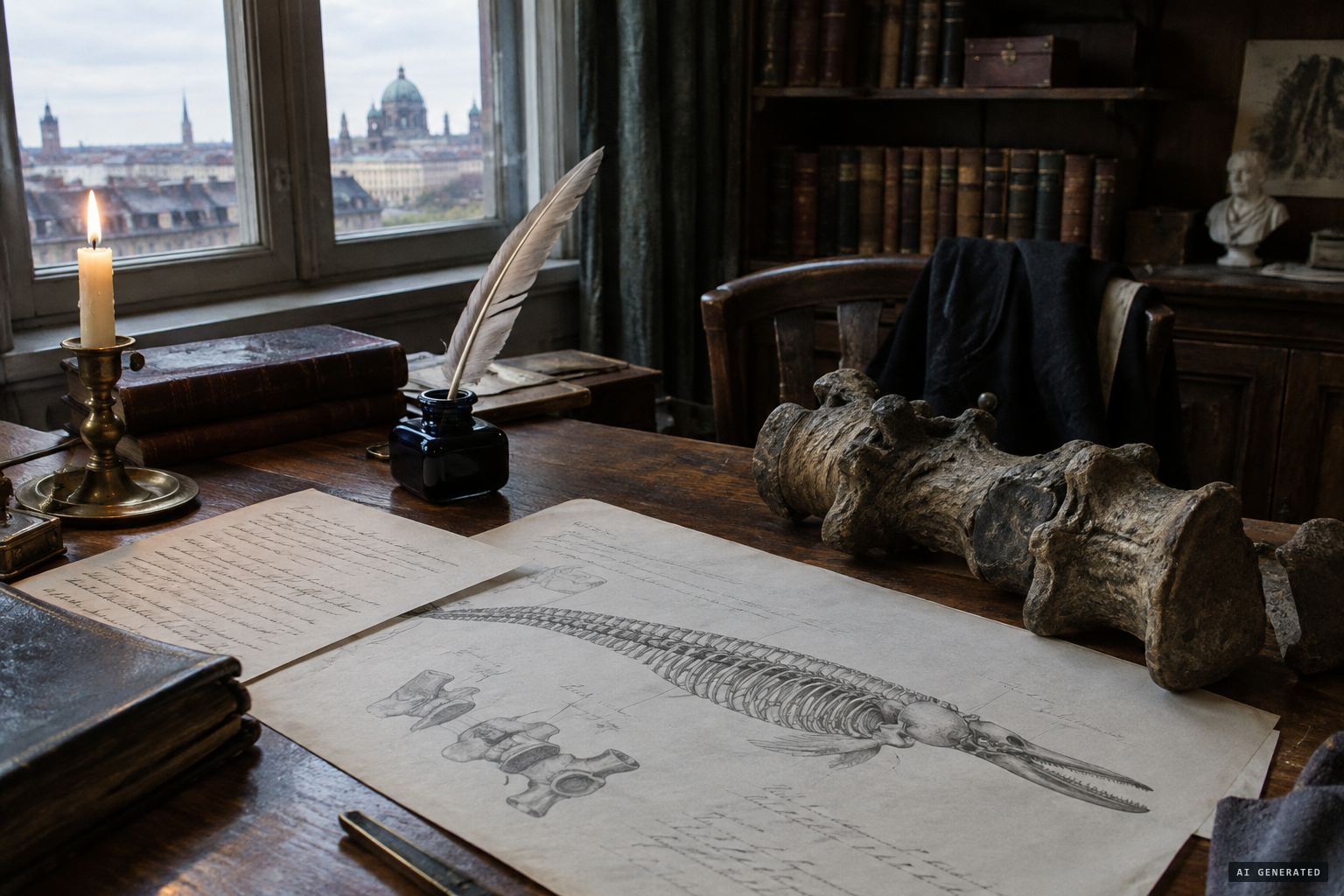 Naturalists identify the Hydrarchus with Basilosaurus and Zeuglodon.