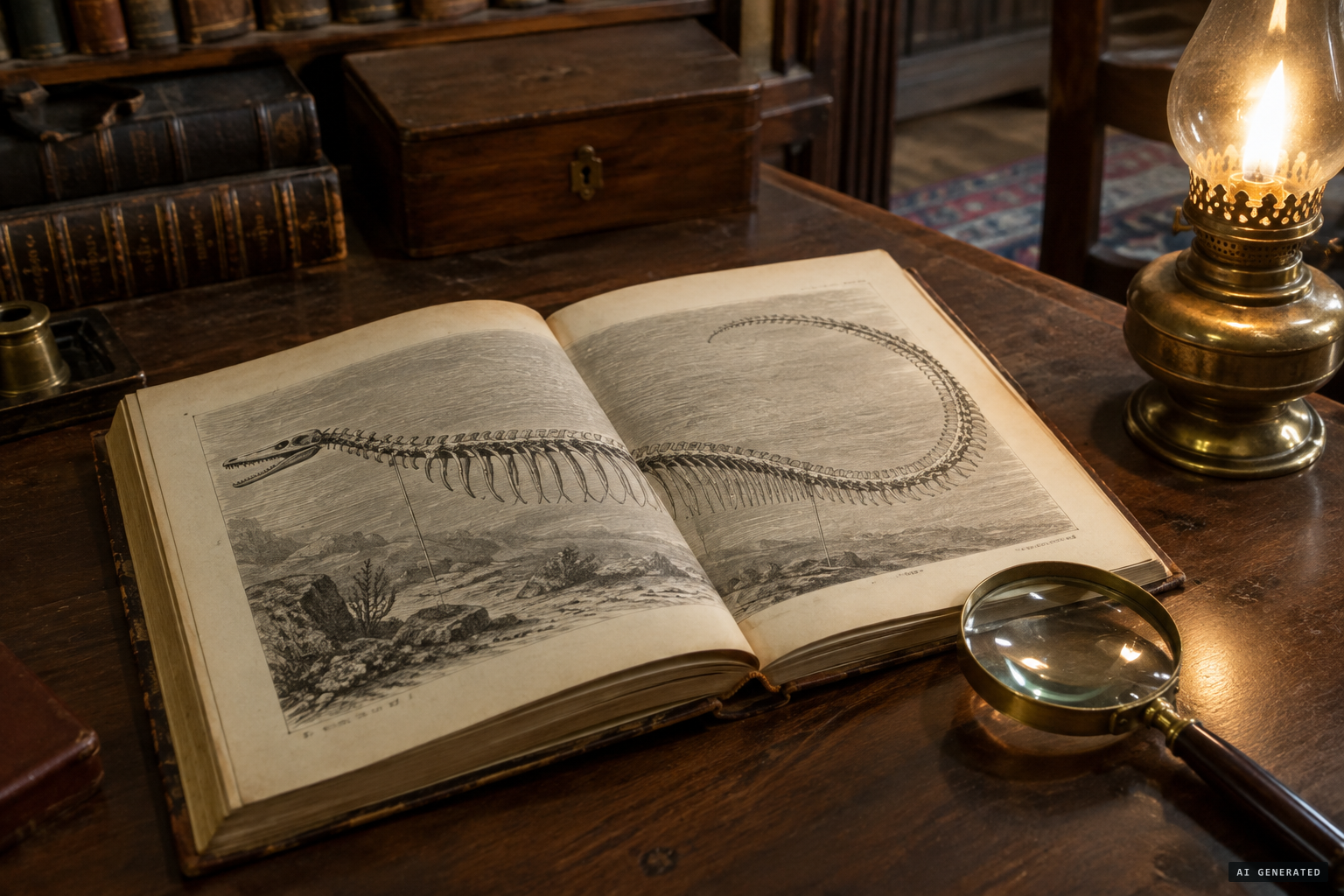 Oudemans illustrates Hydrarchos in The Great Sea-Serpent, 1892.