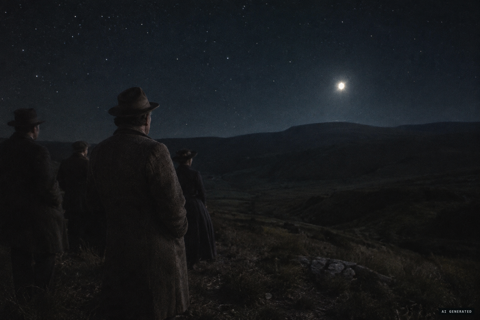 John Boyd and others watch the light over the Wangaloa Hills