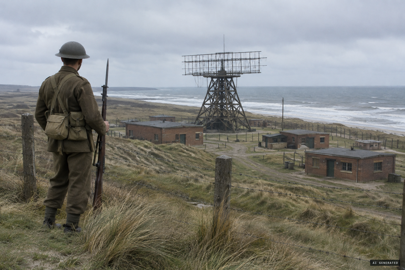 The Cresswell radar station, guarded by soldier Albert Lancashire