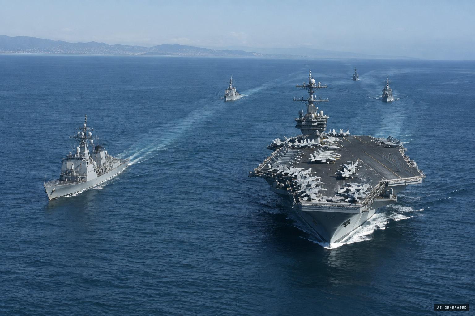 Carrier Strike Group 11, built around the USS Nimitz, training off Southern California in November 2004