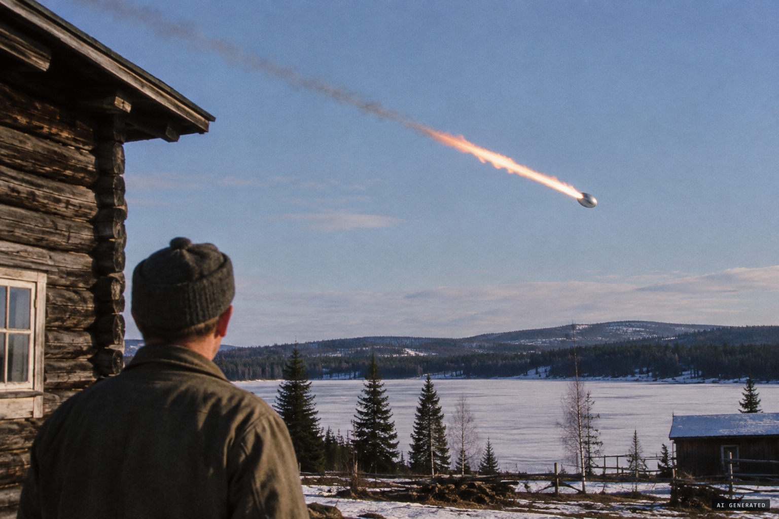 Valdemar Ylinentalo sees a silvery football-shaped object with a fiery tail