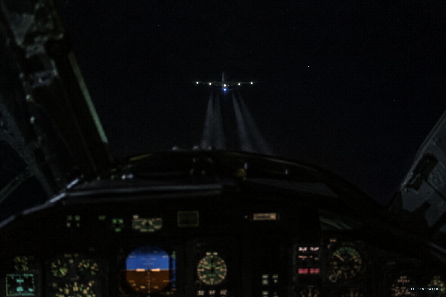 One large aeroplane shape, white steady lights and a blue light, at 12 o'clock
