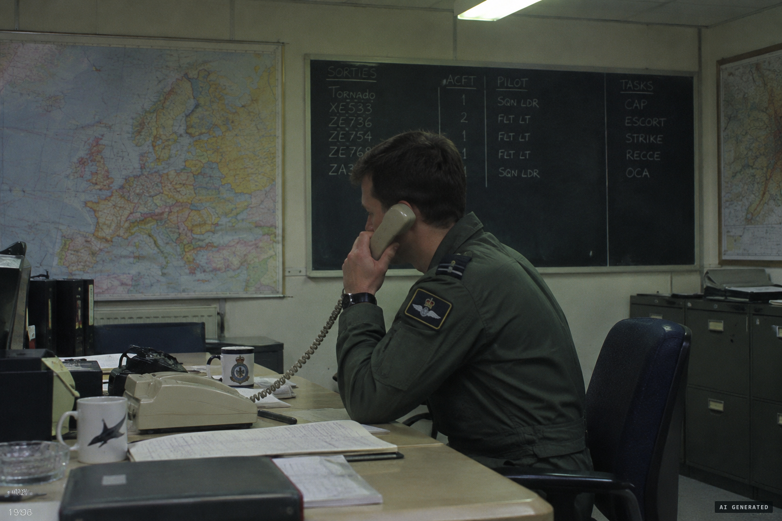The Dutch exchange officer phones the Dutch military controllers