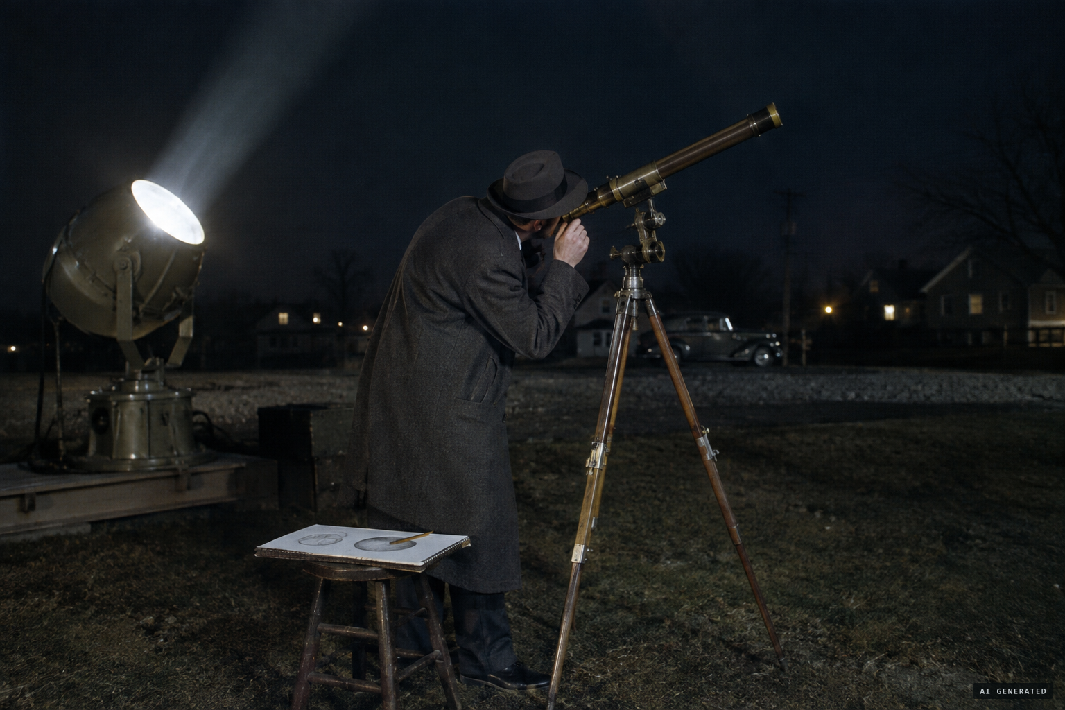 William Winkler watches through a telescope and sketches the disc