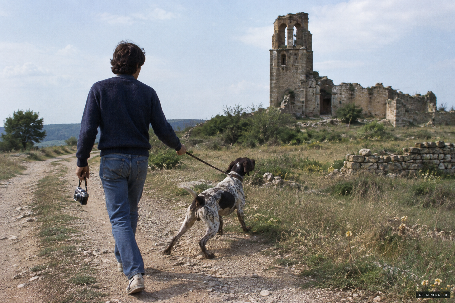 Prudencio Muguruza's hunting dog grows agitated near the village
