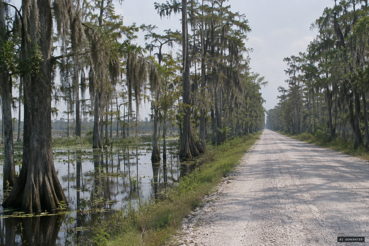 Big Cypress swamp and its gravel roads near Ochopee