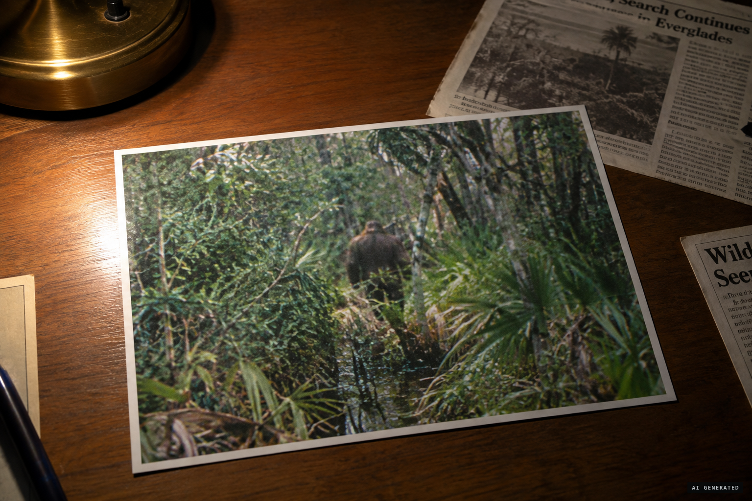 Doerr's single frame: a brown blob retreating into the thicket
