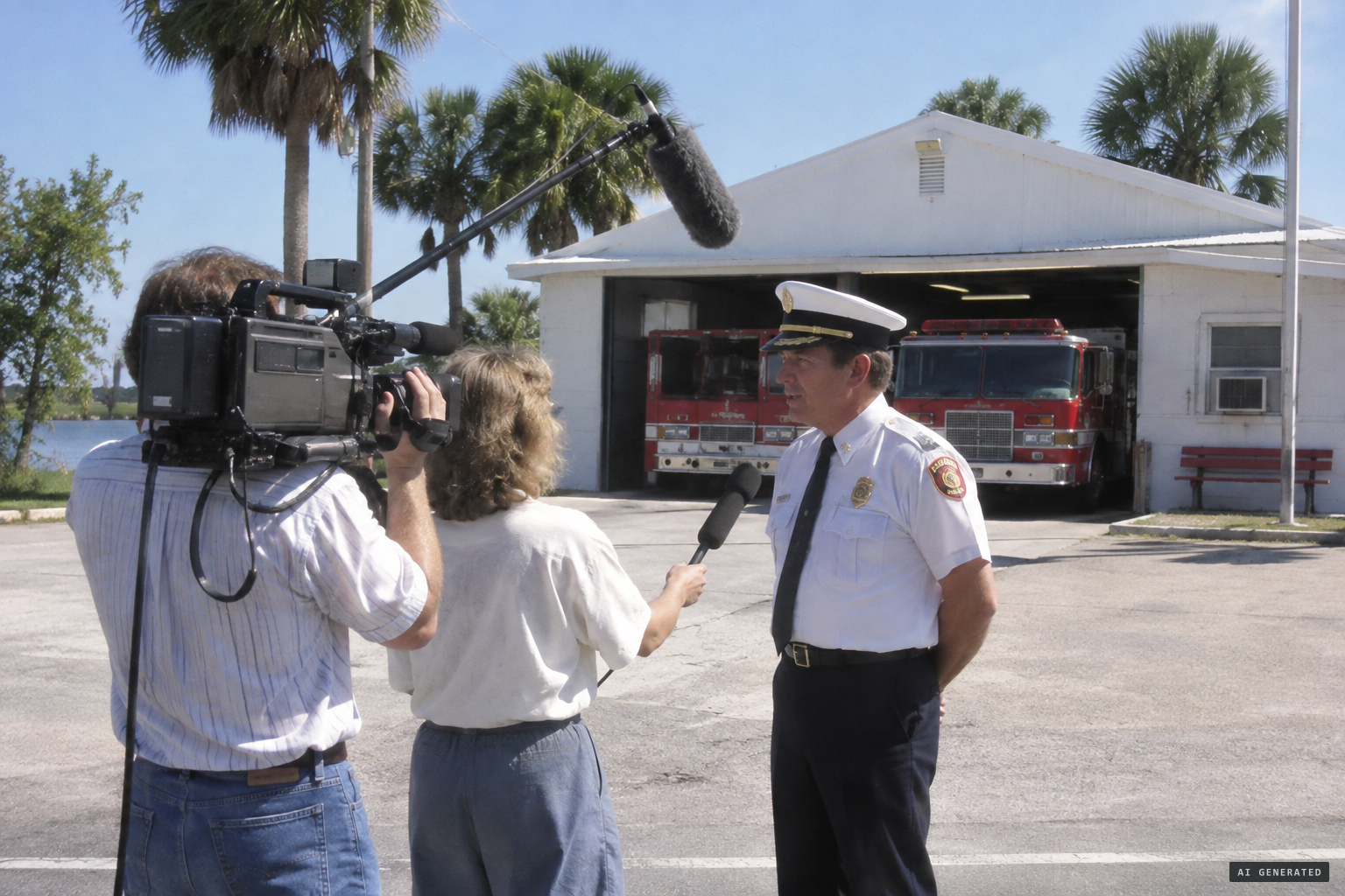 Doerr talks to the TV crews who came calling