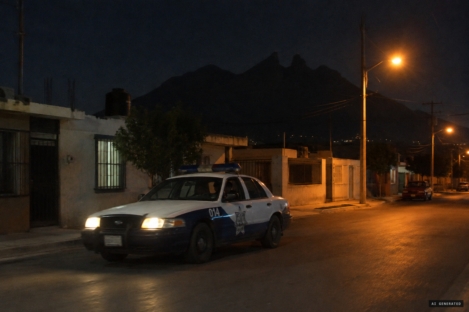 Patrol unit 014 on its beat in Colonia Valles de la Silla, Guadalupe