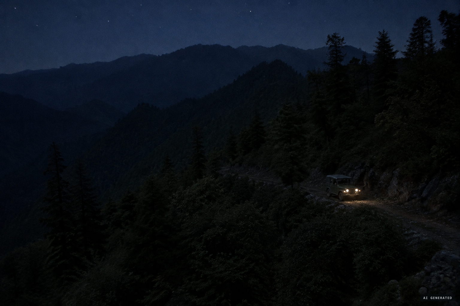 The cadres drive home through the night toward Songbai